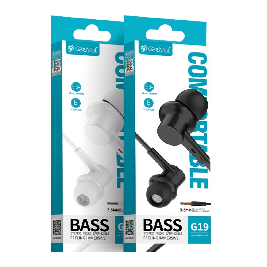 CELEBRAT earphones με μικρόφωνο G19, 3.5mm σύνδεση, Φ10mm, 1.2m, μαύρα - Image 6