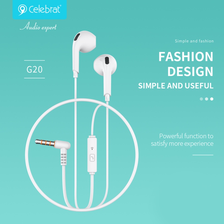 CELEBRAT earphones με μικρόφωνο G20, 3.5mm σύνδεση, Φ14mm, 1.2m, μαύρα - Image 6