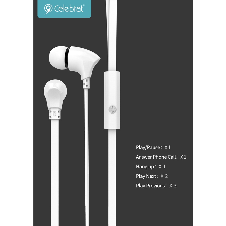 CELEBRAT earphones με μικρόφωνο G3, 3.5mm σύνδεση, Φ10mm, 1.2m, μαύρα - Image 5