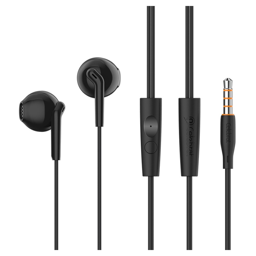 CELEBRAT earphones με μικρόφωνο G34, 3.5mm σύνδεση, 14mm, 1.2m, μαύρα