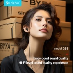 CELEBRAT earphones με μικρόφωνο G35, 3.5mm σύνδεση, 10mm, 1.2m, λευκά - Image 4
