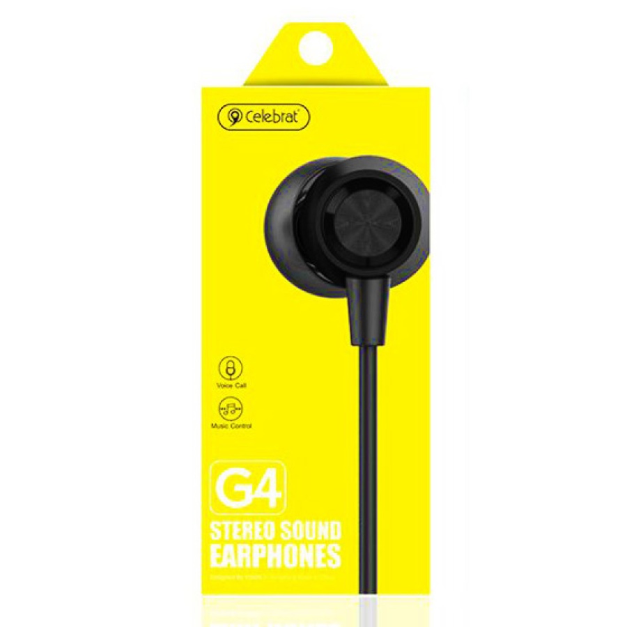 CELEBRAT earphones με μικρόφωνο G4, 3.5mm σύνδεση, Φ10mm, 1.2m, μαύρο - Image 2