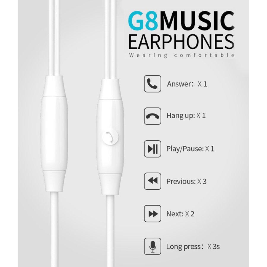 CELEBRAT earphones με μικρόφωνο G8, 3.5mm σύνδεση, Φ14.2mm, 1.2m, μαύρα - Image 2