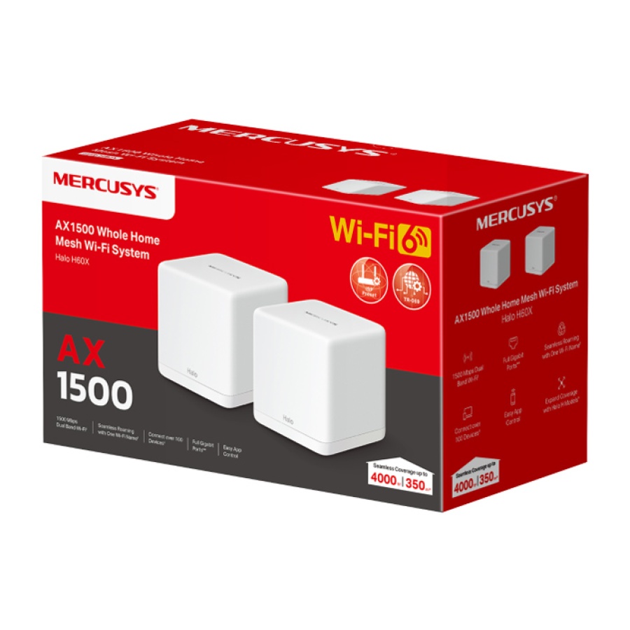 MERCUSYS Mesh WiFi 6 System Halo H60X, 1500Mbps Dual Band, 2τμχ, V.1.0 - Image 8