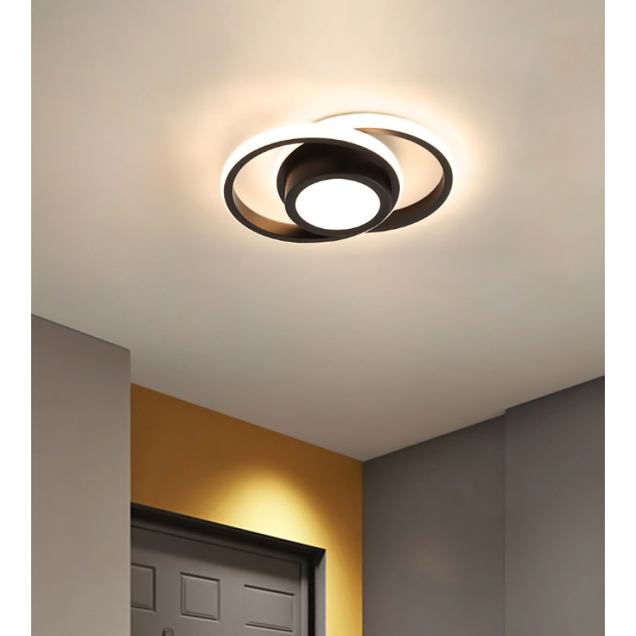 POWERTECH LED φωτιστικό οροφής HLL-0085, 32W, 4000K, 27x21cm, μαύρο - Image 3