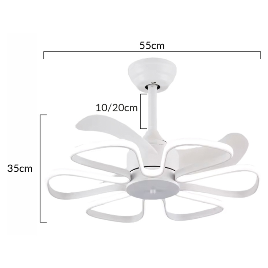 POWERTECH ανεμιστήρας οροφής HLL-0173 με LED φως, 96W, Φ55x35cm, λευκός - Image 4