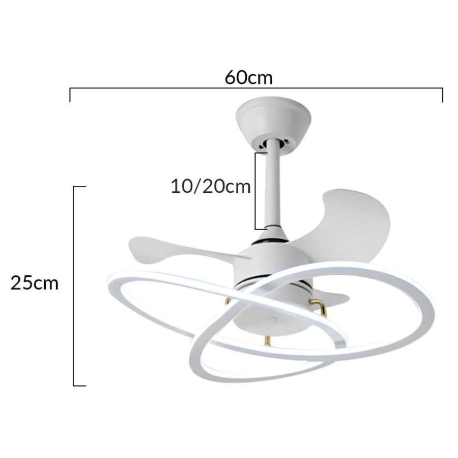 POWERTECH ανεμιστήρας οροφής HLL-0175 με LED φως, 96W, Φ60x25cm, λευκός - Image 4