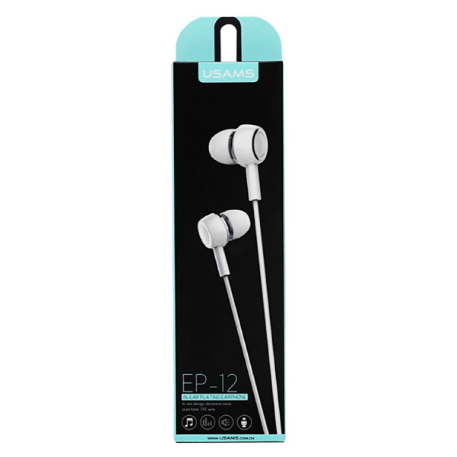 USAMS earphones με μικρόφωνο EP-12, 3.5mm σύνδεση, Φ10mm, 1.2m, λευκά - Image 3