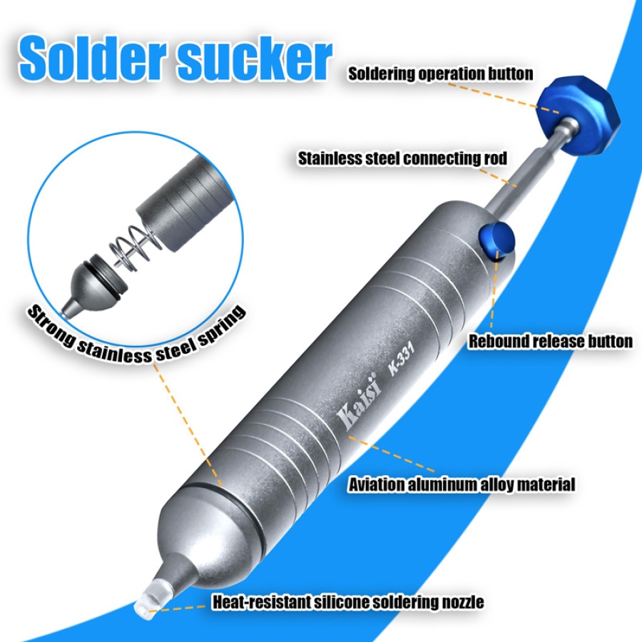 KAISI desoldering pump K-331, μεταλλικό, 173mm - Image 3