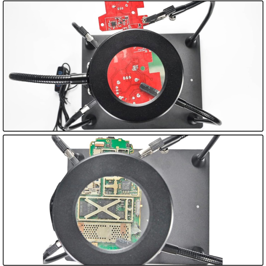 KAISI βάση πλακέτας PCB TE-808 με μεγεθυντικό φακό & βραχίονες, μαύρη - Image 5