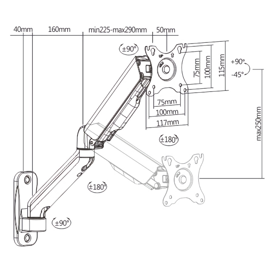 BRATECK επιτοίχια βάση LDA32-112, για οθόνη 17"-32", 9kg - Image 4