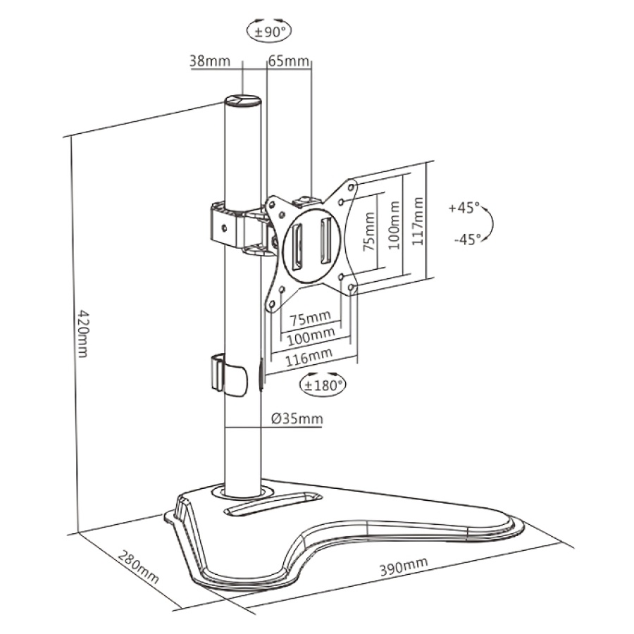 BRATECK βάση γραφείου LDT66-T01 για οθόνη 17"-32", έως 9kg - Image 5