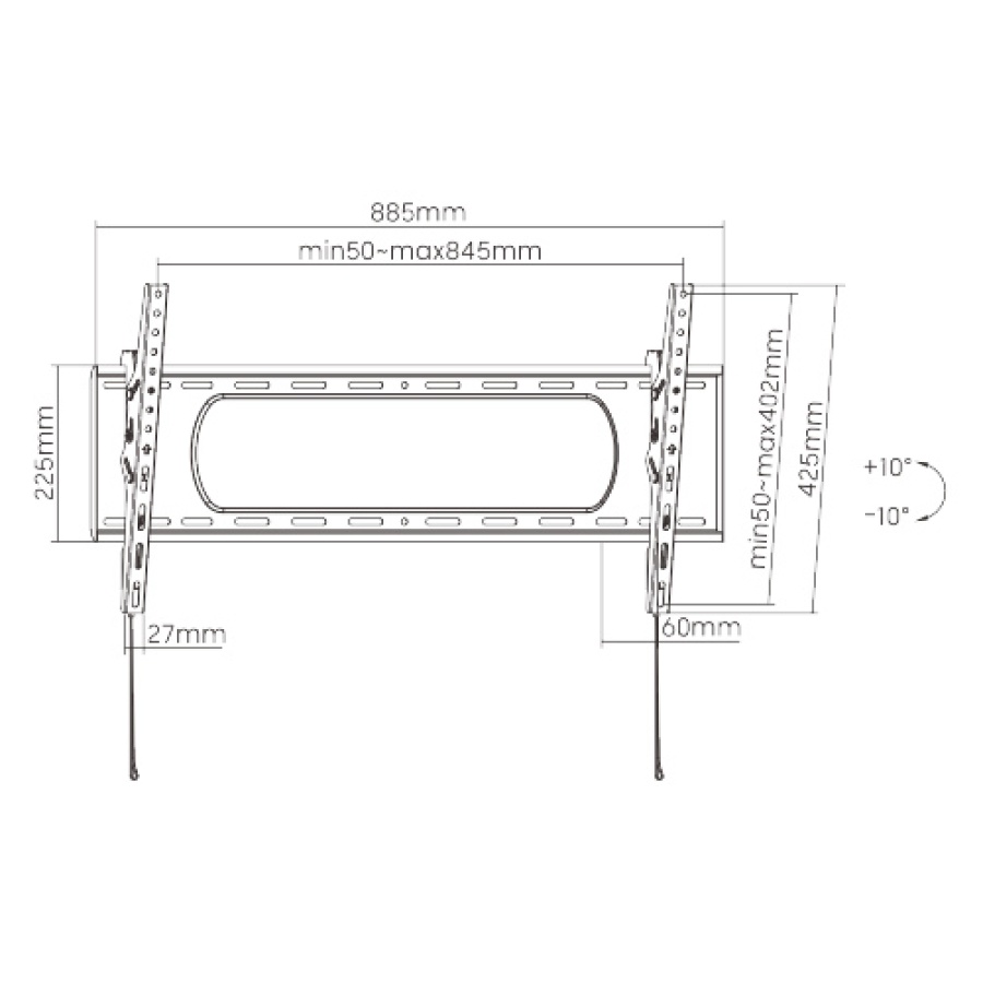 BRATECK επιτοίχια βάση LP73-48T για τηλεόραση 43"-90", έως 80kg - Image 5