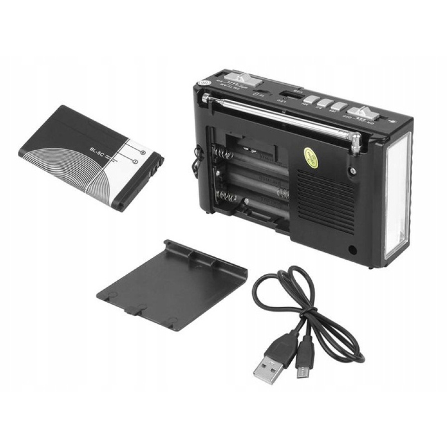 HMIK φορητό ραδιόφωνο & ηχείο MK-918 με φακό, USB/TF/AUX, μαύρο - Image 3
