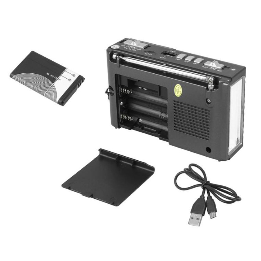 HMIK φορητό ραδιόφωνο & ηχείο MK-918 με φακό, USB/TF/AUX, γκρι - Image 3