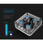 ORICO USB hub MH4U-U3, 4x θυρών, 5Gbps, διάφανο - Image 2