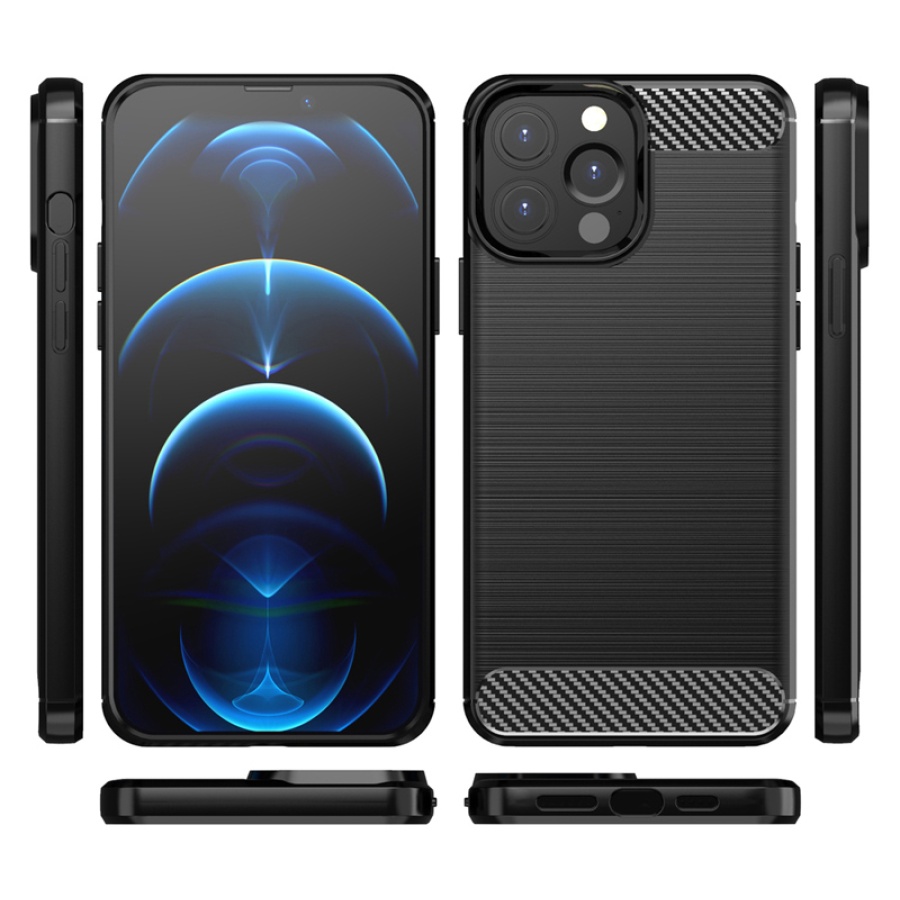 POWERTECH Θήκη Carbon MOB-1656 για iPhone 13 Pro Max, μαύρη - Image 2