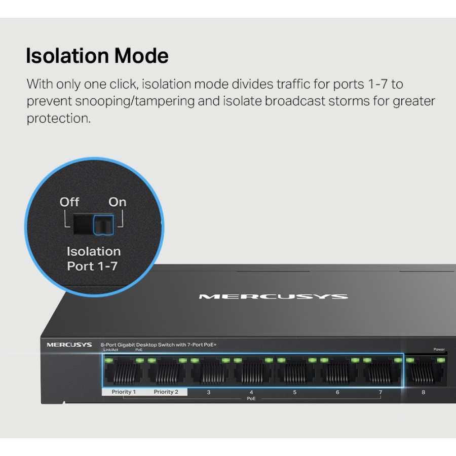 MERCUSYS Desktop Switch MS108GP, 8x 10/100/1000 Mbps, PoE+, Ver. 1.0 - Image 5