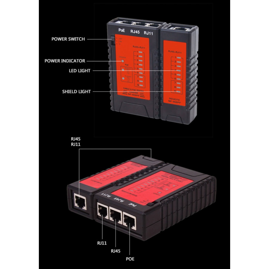 NOYAFA tester καλωδίων δικτύου NF-468PF για PoE RJ45 & RJ11 - Image 3