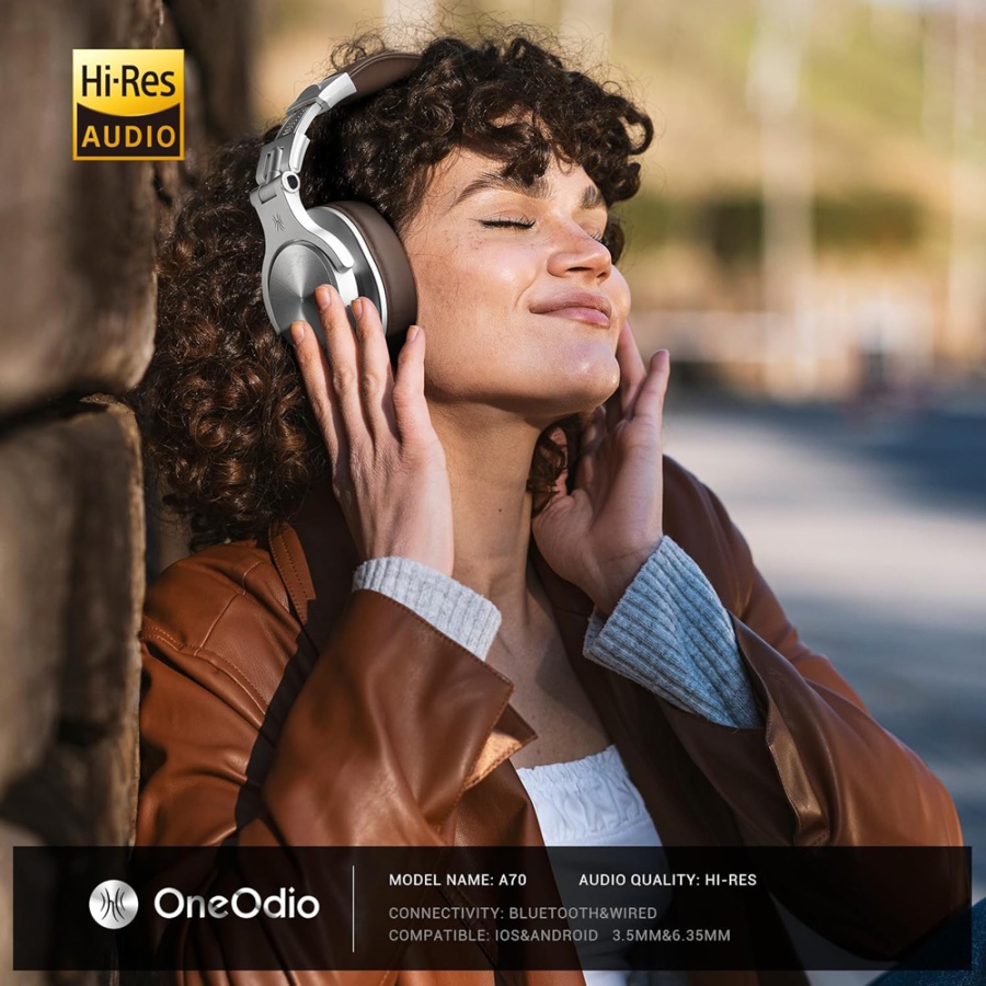 ONEODIO headphones Fusion A70, ενσύρματα/ασύρματα, Hi-Res, 40mm, ασημί - Image 2