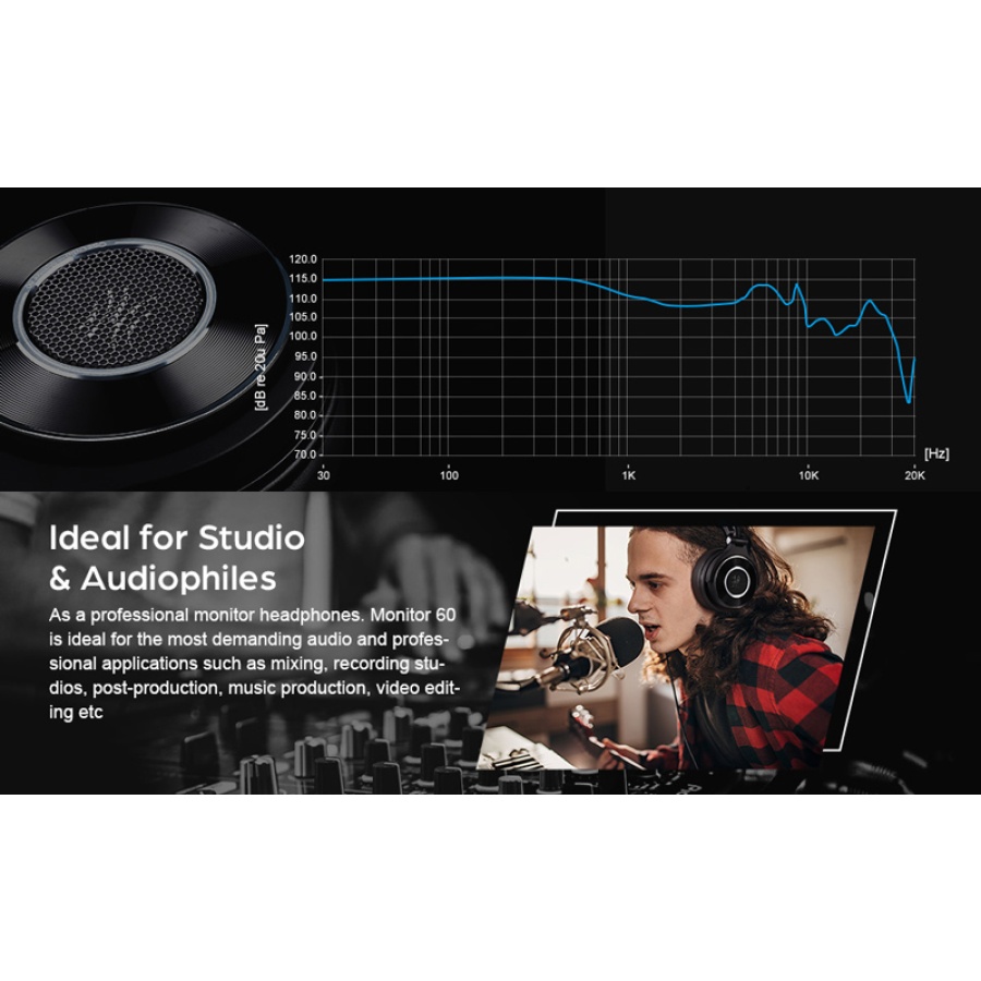 ONEODIO headset Monitor 60, 6.35mm & 3.5mm σύνδεση, Hi-Res, 50mm, μαύρο - Image 3