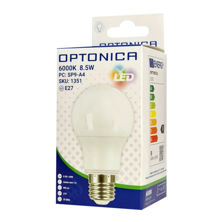 OPTONICA LED λάμπα A60 1351, 8.5W, 6000K, E27, 806lm - Image 3