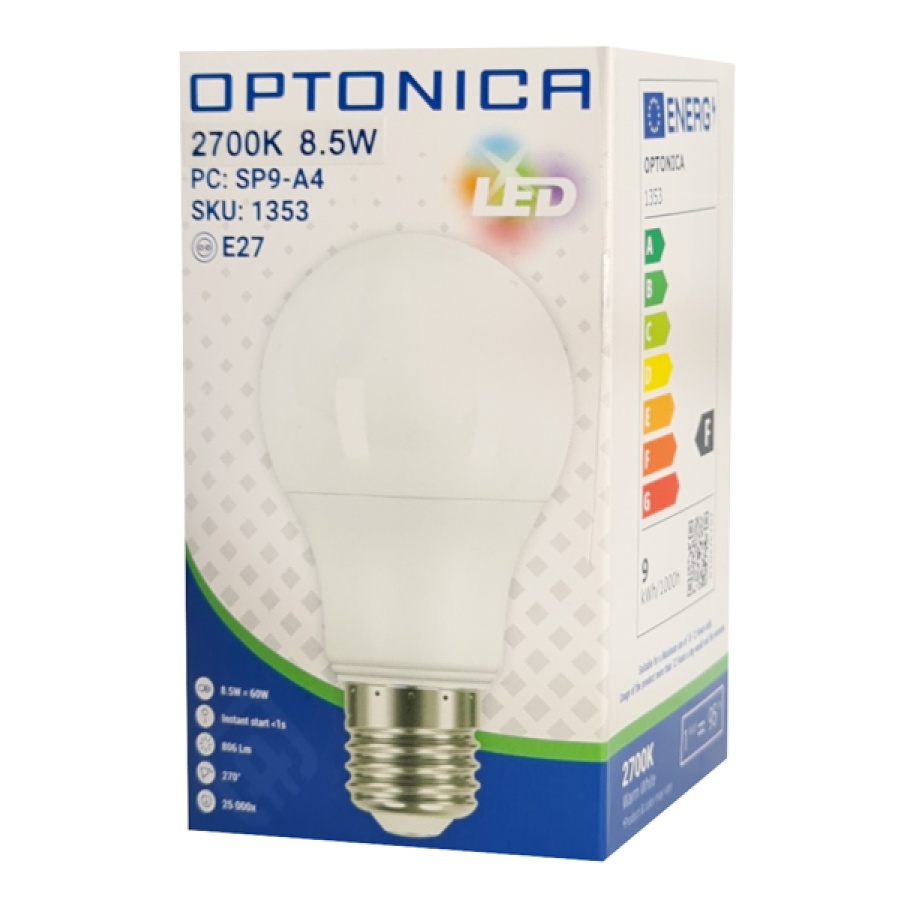 OPTONICA LED λάμπα A60 1353, 8.5W, 2700K, E27, 806lm - Image 2