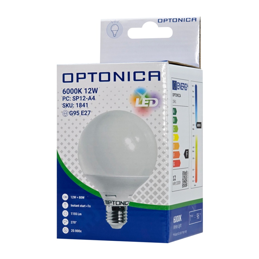 OPTONICA LED λάμπα G95 1841, 12W, 6000K, E27, 1200lm - Image 3