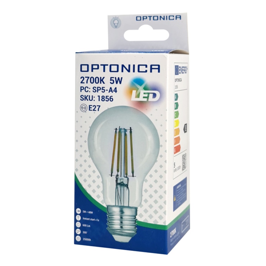 OPTONICA LED λάμπα A60 1856, Filament, 5W, 2700K, 600lm, E27 - Image 3