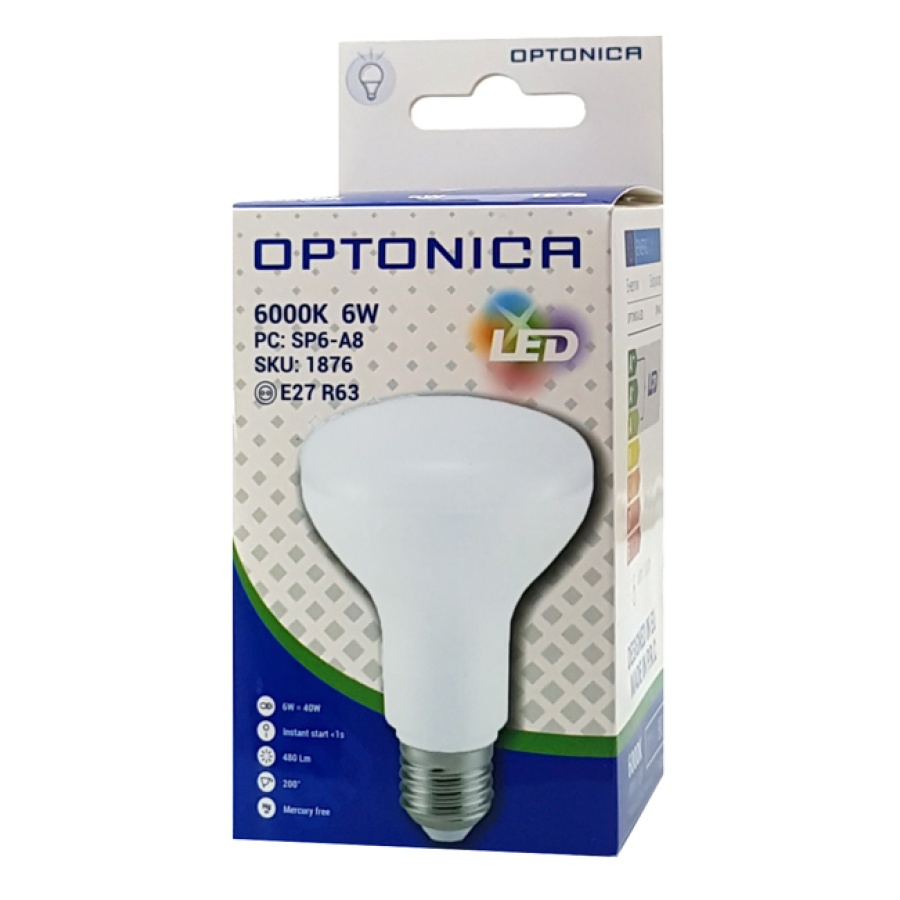 OPTONICA LED λάμπα R63 1876, 6W, 6000K, E27, 480lm - Image 2