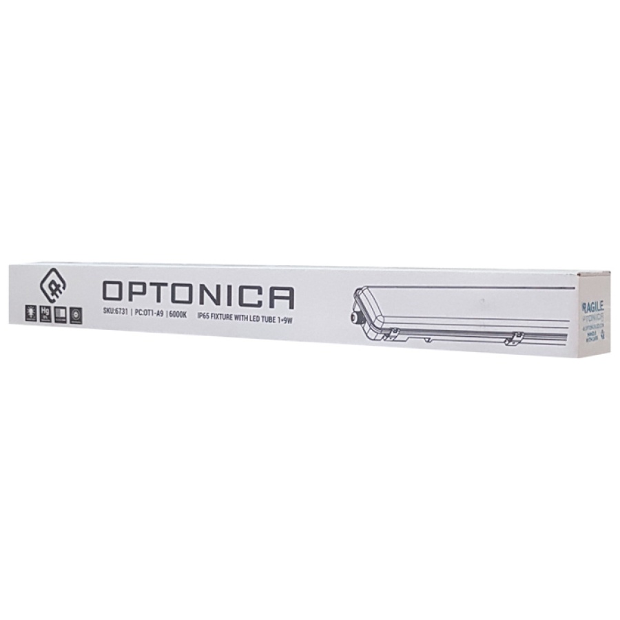 OPTONICA LED φωτιστικό Tube T8 6731, 9W, 6000K, IP65, 800LM, 68cm - Image 2