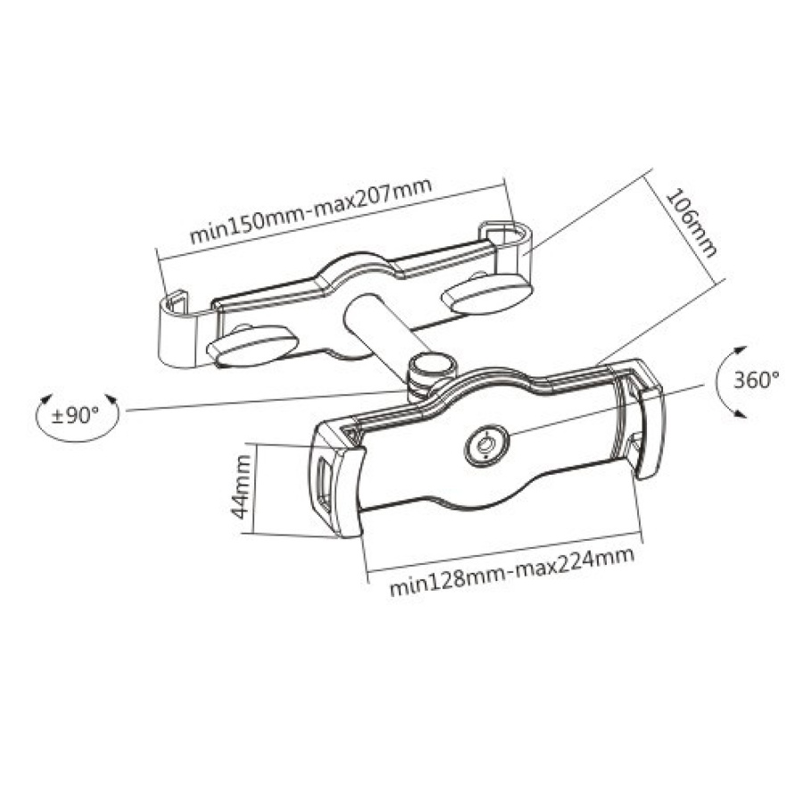 BRATECK βάση αυτοκινήτου PAD28-03 για tablet/smartphone 4.7-12.9", μαύρη - Image 2