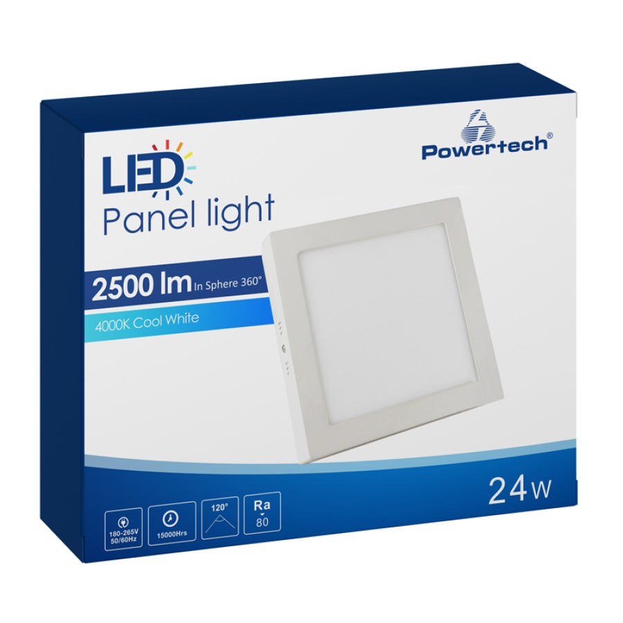 POWERTECH LED panel PAN-0005, 24W, 28.5 x 2.8cm, 4000K, 2500lm, λευκό - Image 3