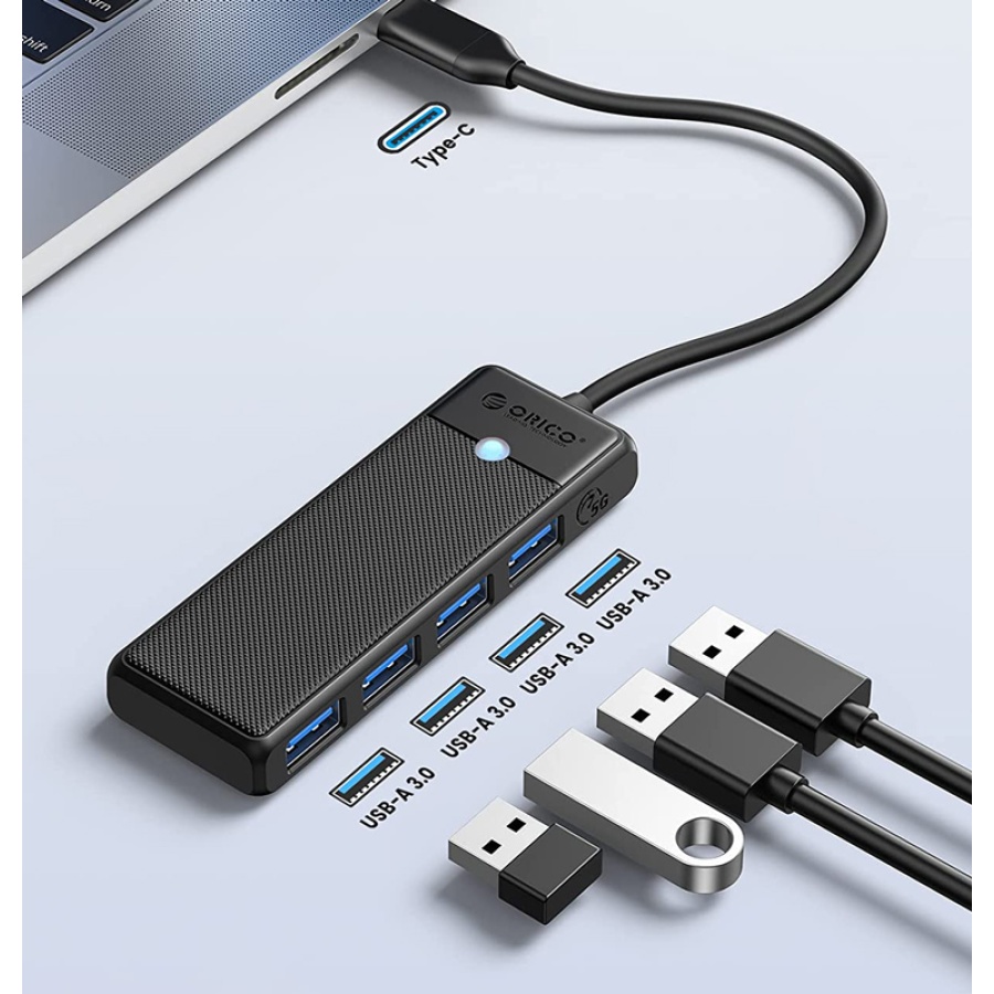 ORICO USB hub PAPW4A-C3, 4x θυρών, 5Gbps, USB-C σύνδεση, μαύρο - Image 2