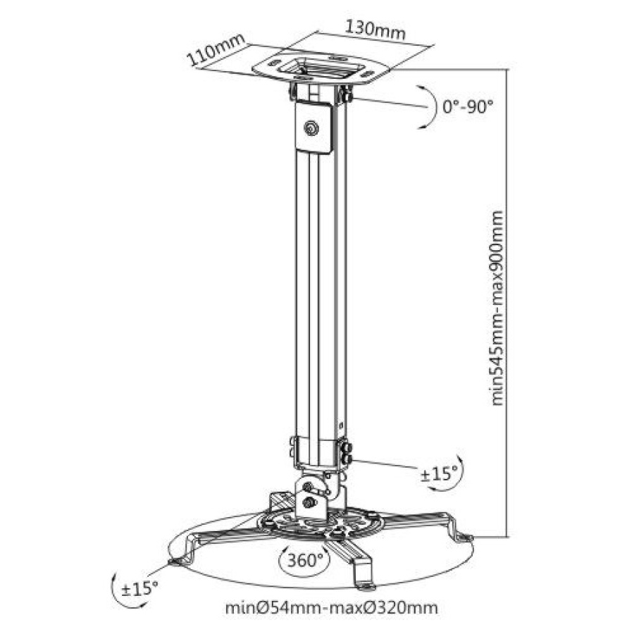 BRATECK βάση projector οροφής PRB-18M, 13.5kg - Image 2