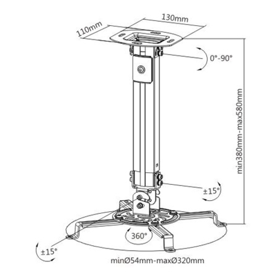 BRATECK βάση projector οροφής PRB-18S, 13.5kg - Image 7