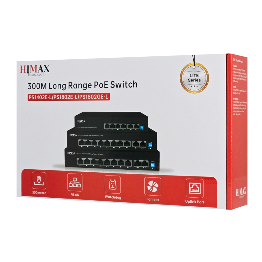 HIMAX PoE switch PS1402E-L, 4x Ethernet PoE & 2x Ethernet θύρες, έως 100Mbps - Image 9