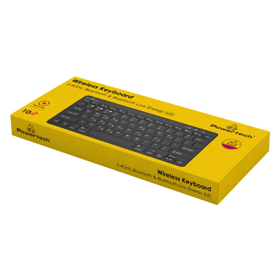 POWERTECH ασύρματο πληκτρολόγιο PT-1153, 2.4GHz & Bluetooth, μαύρο - Image 3