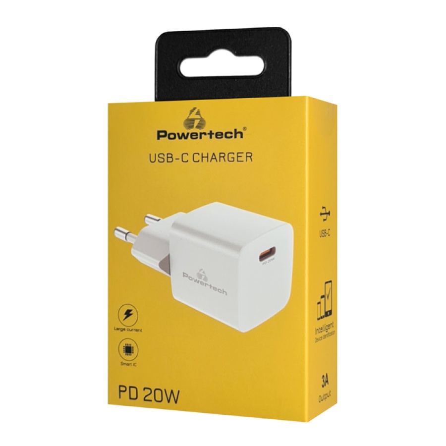 POWERTECH φορτιστής τοίχου PT-1223, USB-C, 20W, λευκός - Image 3