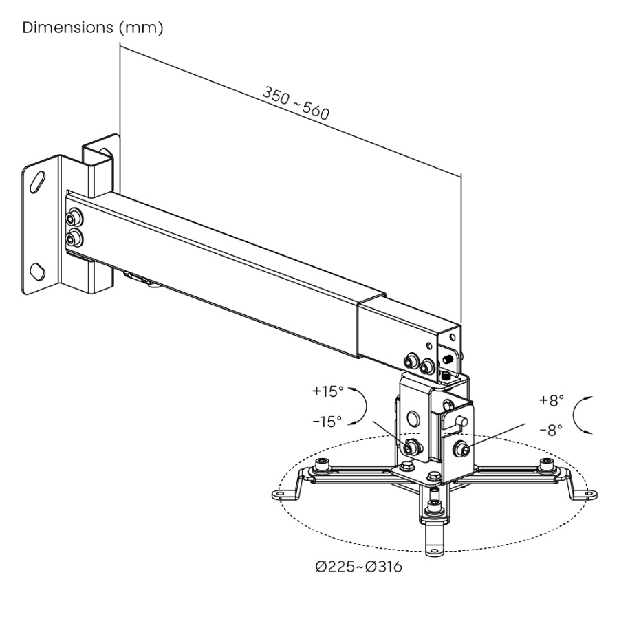 POWERTECH βάση projector οροφής PT-1255, έως 20kg - Image 8