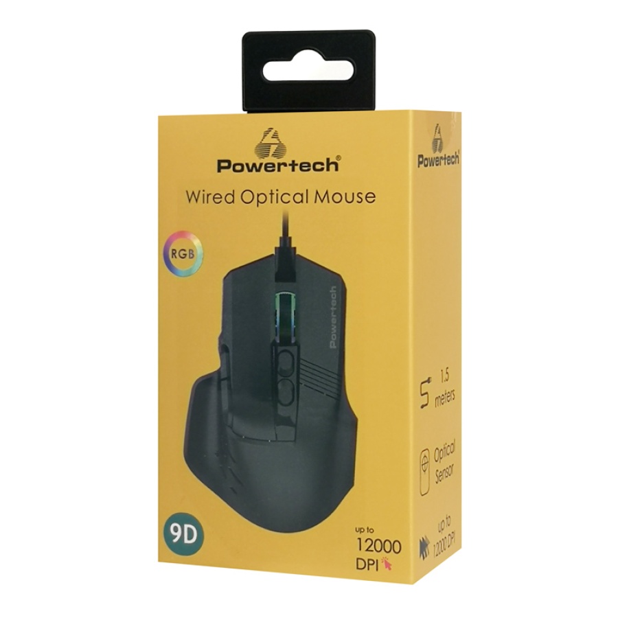 POWERTECH ενσύρματο gaming ποντίκι PT-1274, RGB φως, οπτικό, 12000DPI, μαύρο - Image 5