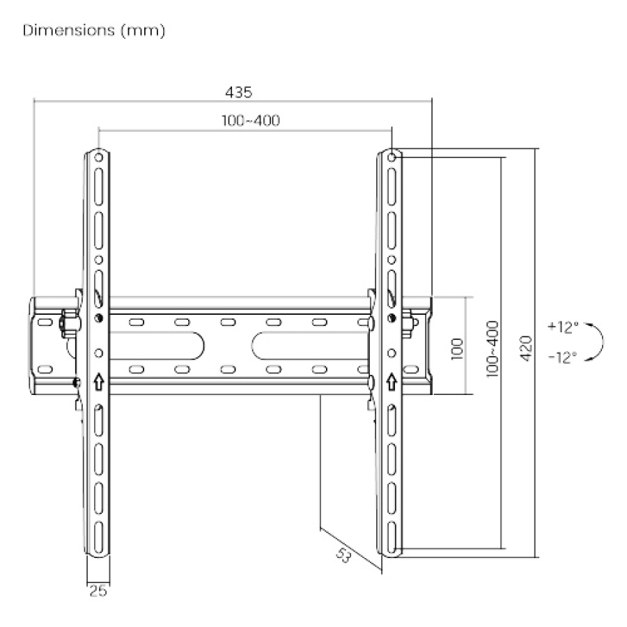 POWERTECH επιτοίχια βάση PT-1276 για τηλεόραση 32-70", έως 45kg - Image 3