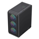 POWERTECH Gaming PC Case PT-1309, tempered glass, 4x ARGB fan, ATX, 340x200x436mm, μαύρο - Image 3