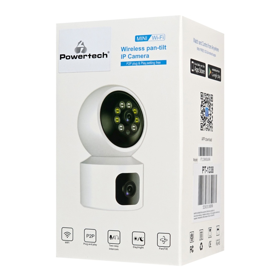 POWERTECH smart κάμερα PT-1338, 2MP, dual lens, WiFi, PTZ, SD - Image 5