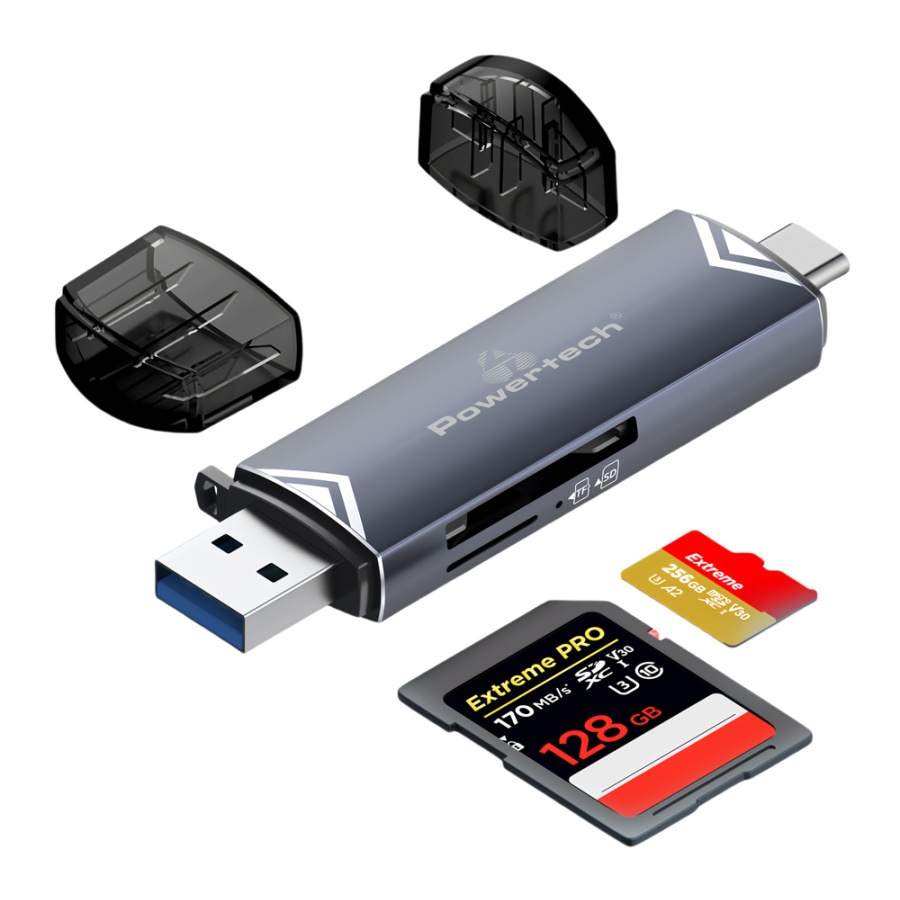 POWERTECH card reader PT-1343 για SD & micro SD, USB 3.2, 5Gbps, γκρι - Image 6