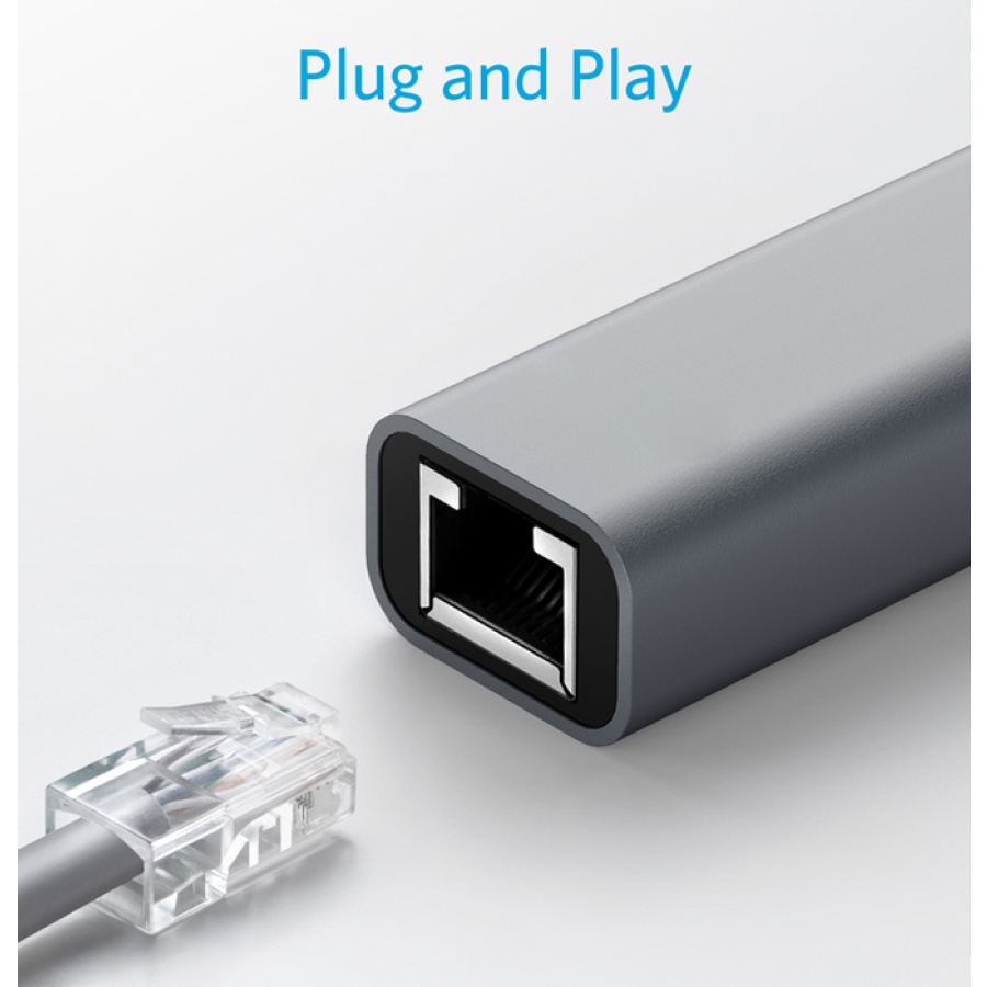 POWERTECH αντάπτορας δικτύου PTH-044, USB-C, 1000Mbps Ethernet, γκρι - Image 2