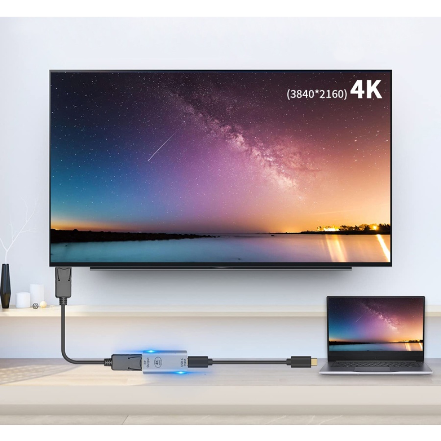 POWERTECH αντάπτορας USB-C σε DisplayPort PTH-097, 4K/60Hz, γκρι - Image 2