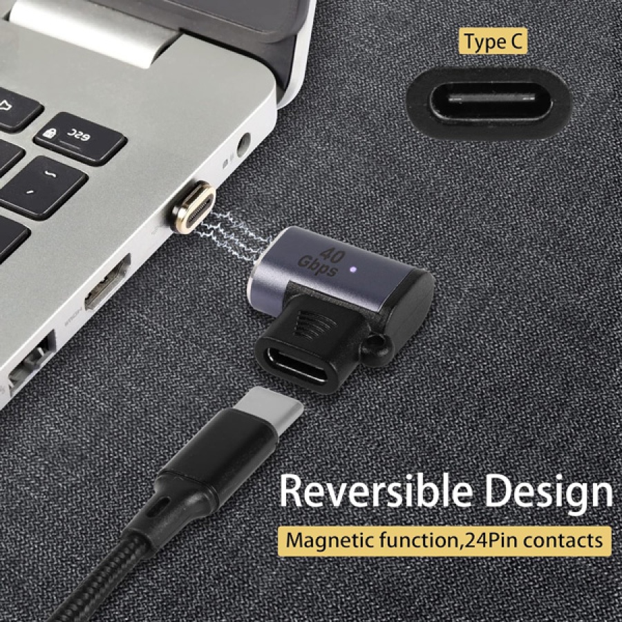 POWERTECH αντάπτορας USB-C PTH-107, μαγνητικός, 100W, 40Gbps, γκρι - Image 2