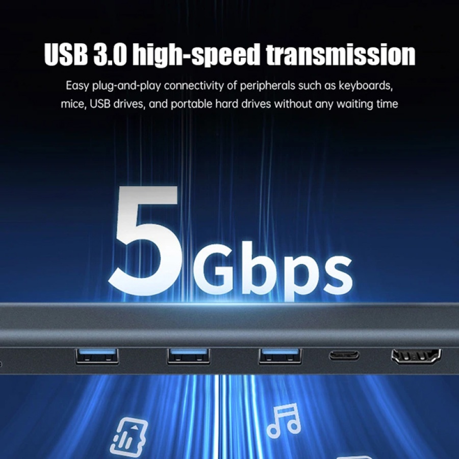 POWERTECH docking station PTR-0152, 10 θυρών, βάση laptop, USB-C, γκρι - Image 4