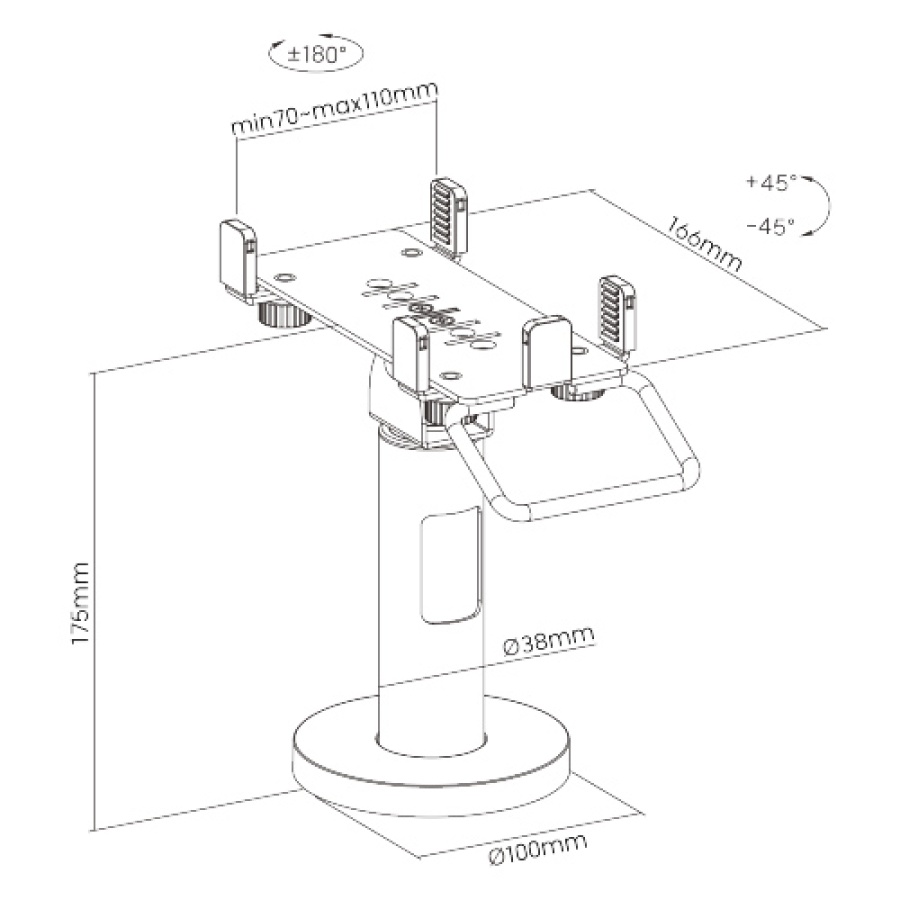 BRATECK επιτραπέζια βάση POS PTS-05, περιστρεφόμενη, universal - Image 6